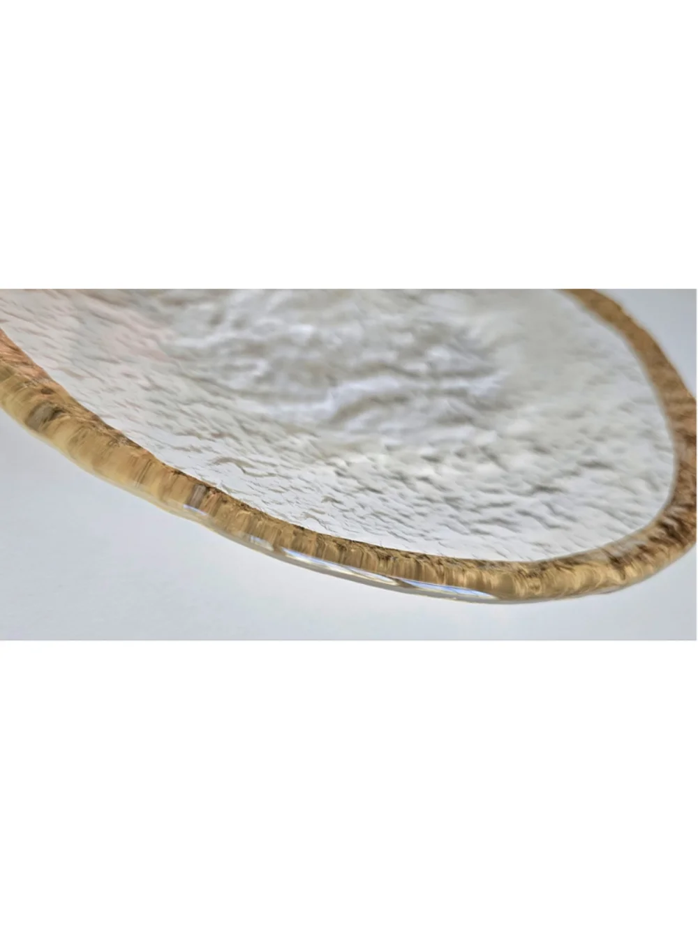 Vintage IVV Glacier Italy 10” Dinner Plate Textured Art Glass 10K Gold Trim MCM